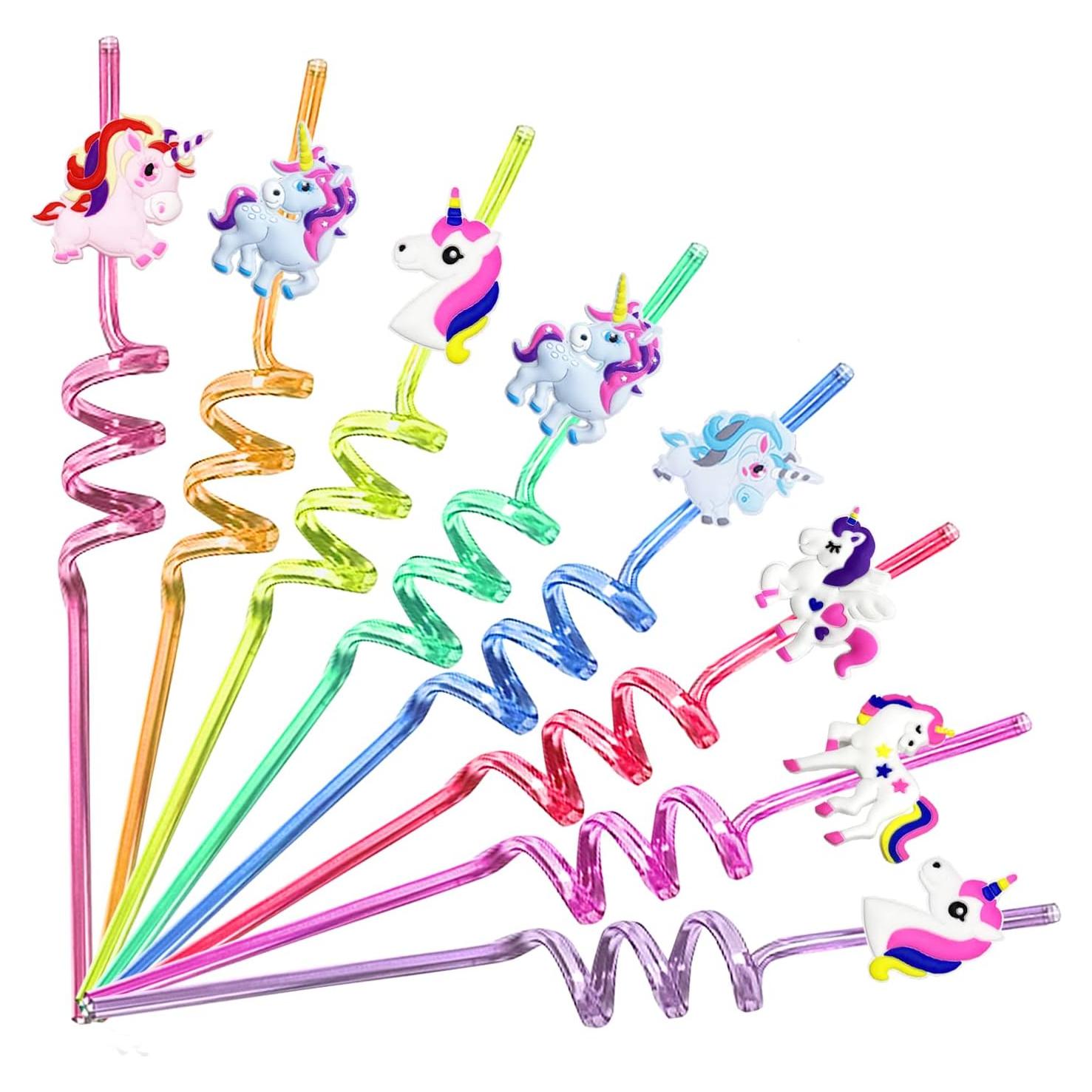 24 Pajitas Reutilizables de Unicornio BaiyLuky 25.4 cm Arcoíris