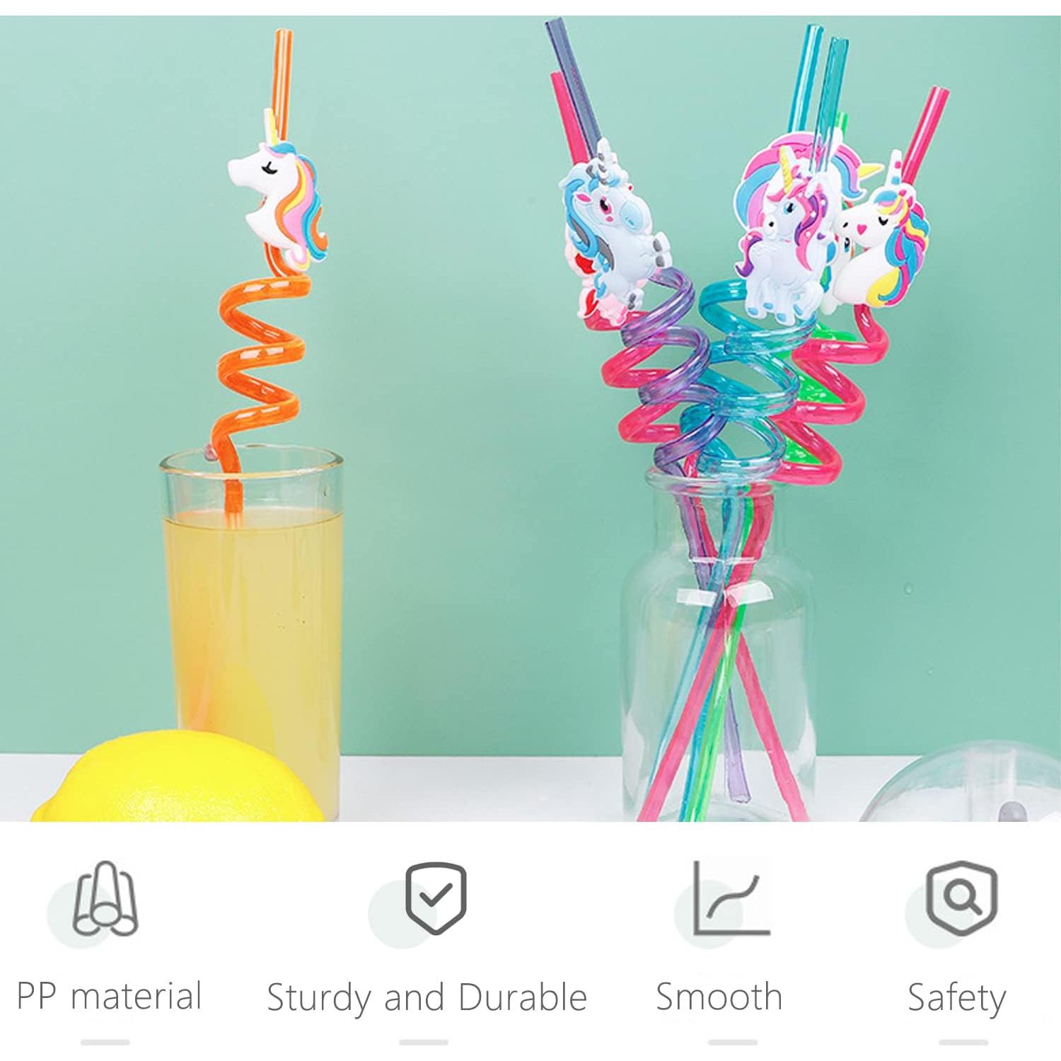 24 Pajitas Reutilizables de Unicornio BaiyLuky 25.4 cm Arcoíris