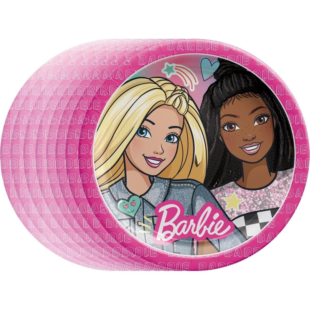 Suministros Fiesta Cumpleaños Barbie - 16 Platos 23cm, 16 Servilletas 16.5cm