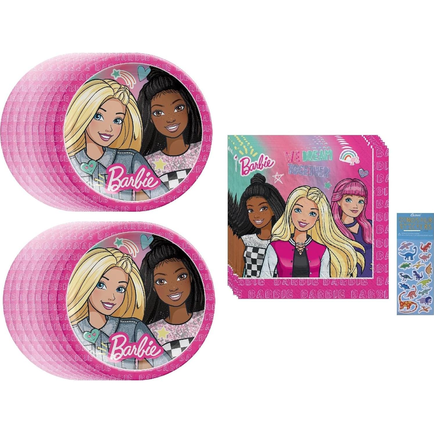 Suministros Fiesta Cumpleaños Barbie - 16 Platos 23cm, 16 Servilletas 16.5cm