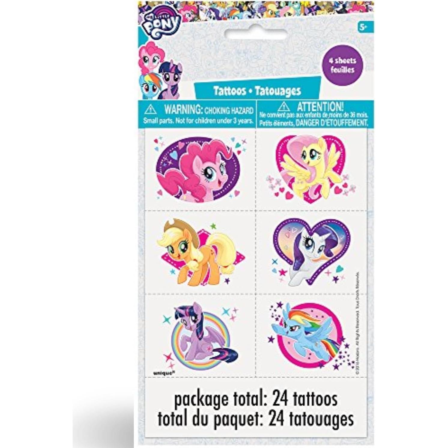 Tatuajes Temporales My Little Pony Unique - 24 Diseños Variados