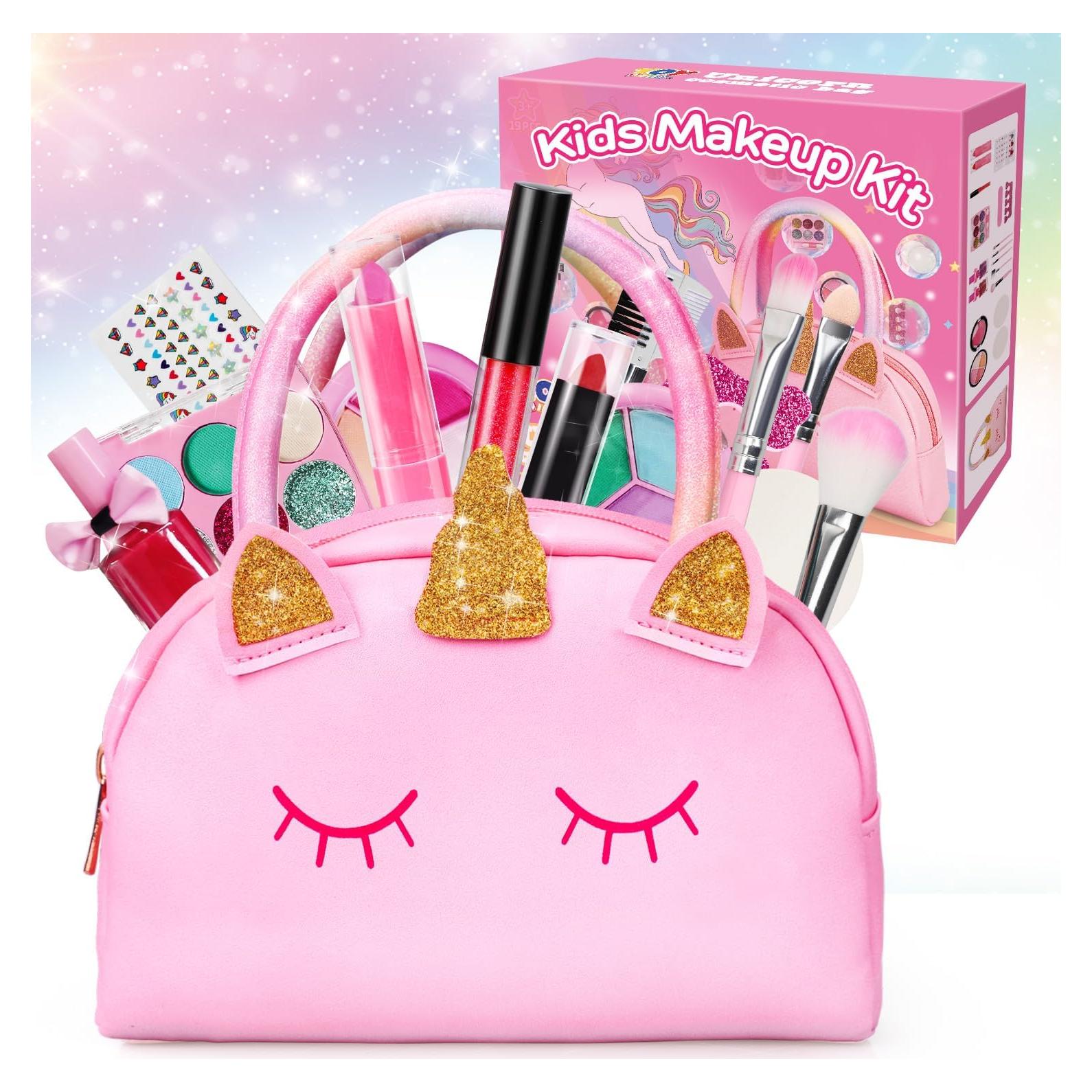 Kit de Maquillaje Lavable TOY Life para Niñas 3-12 Años con Bolsa Unicornio