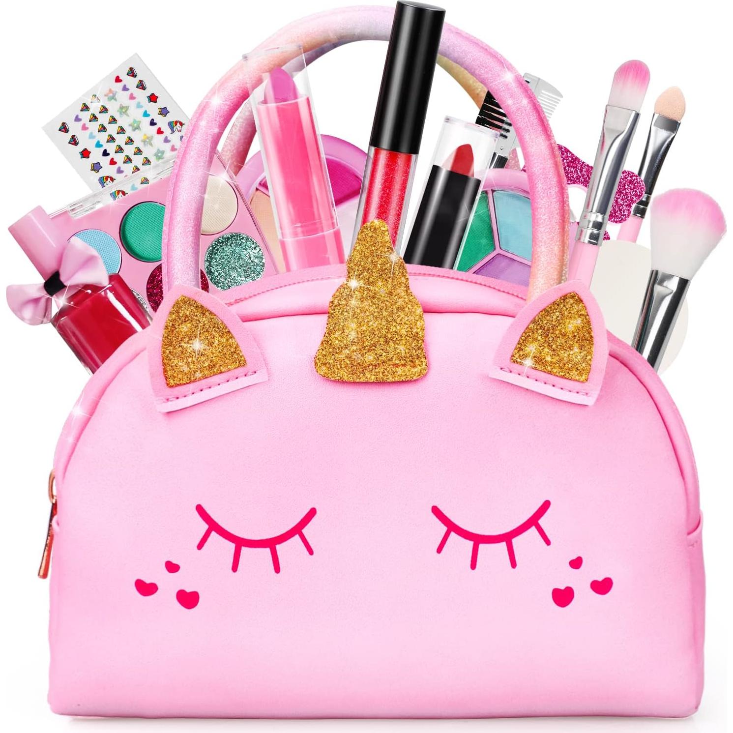 Kit de Maquillaje Lavable TOY Life para Niñas 3-12 Años con Bolsa Unicornio
