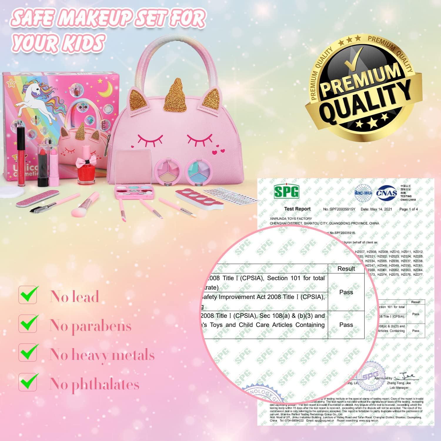 Kit de Maquillaje Lavable TOY Life para Niñas 3-12 Años con Bolsa Unicornio