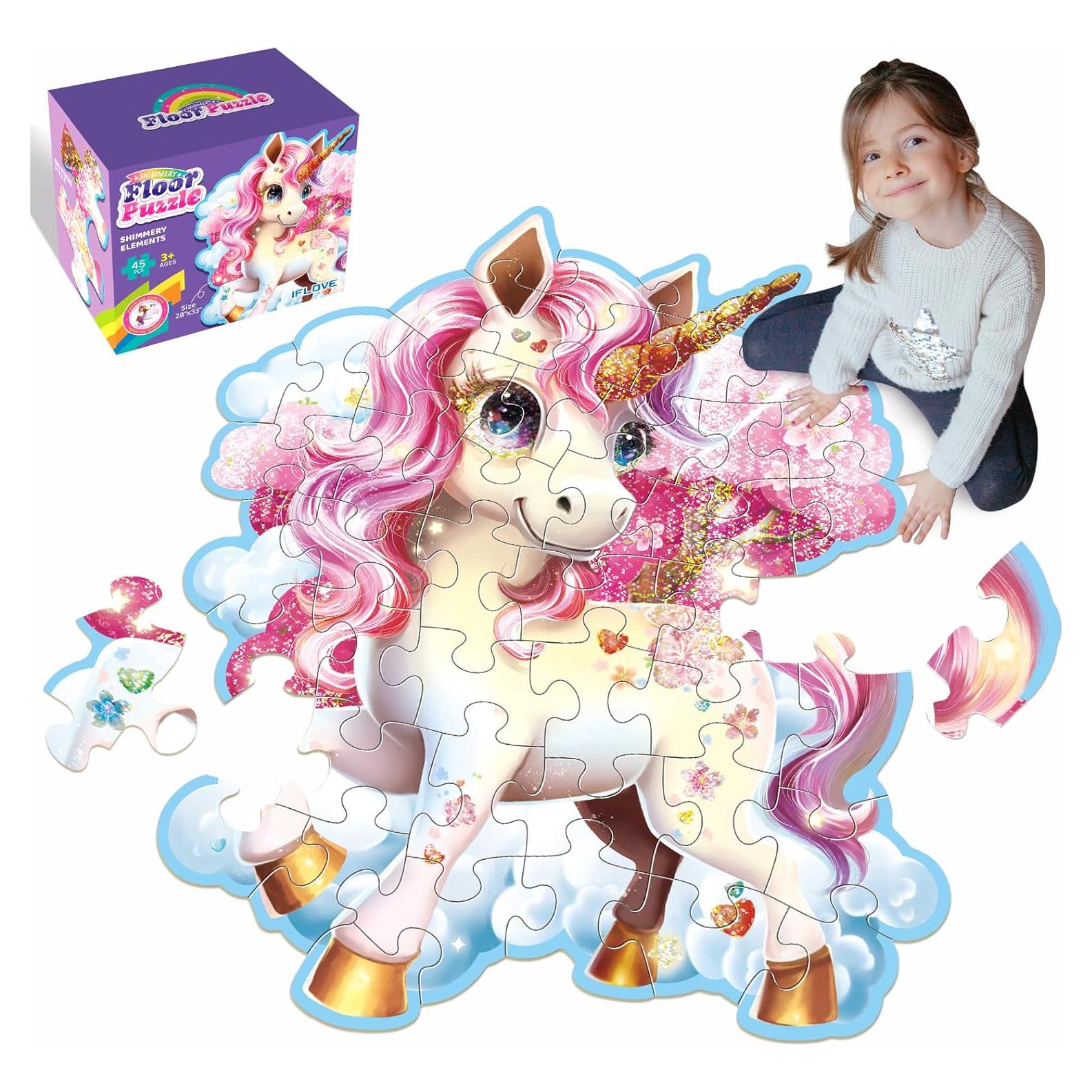 Rompecabezas de Piso Jumbo Unicornio Brillante 45 Piezas IFLOVE
