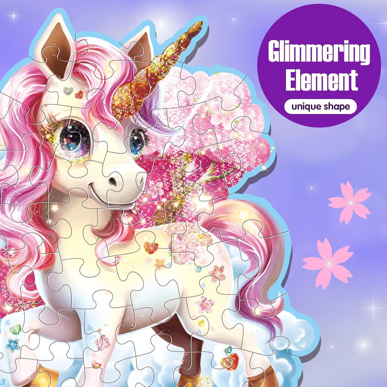 Rompecabezas de Piso Jumbo Unicornio Brillante 45 Piezas IFLOVE