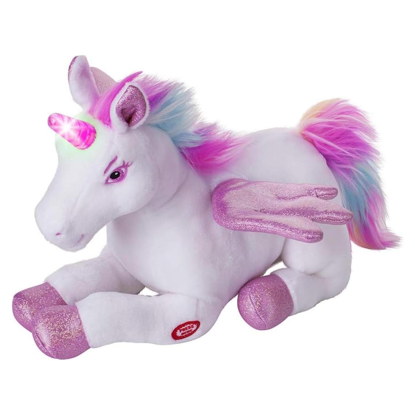 Unicornio de Peluche Musical Dazmers con Alas Aleteantes Rosa