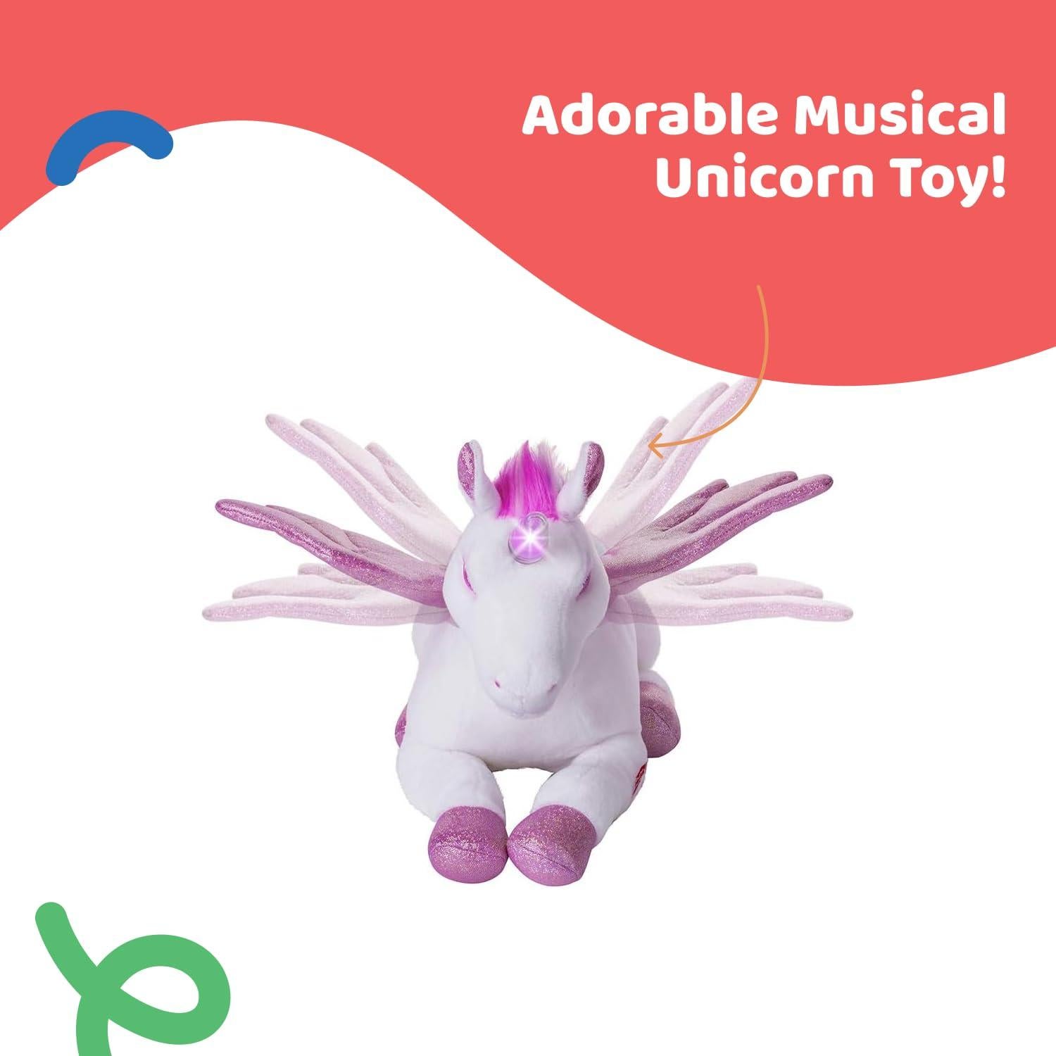 Unicornio de Peluche Musical Dazmers con Alas Aleteantes Rosa