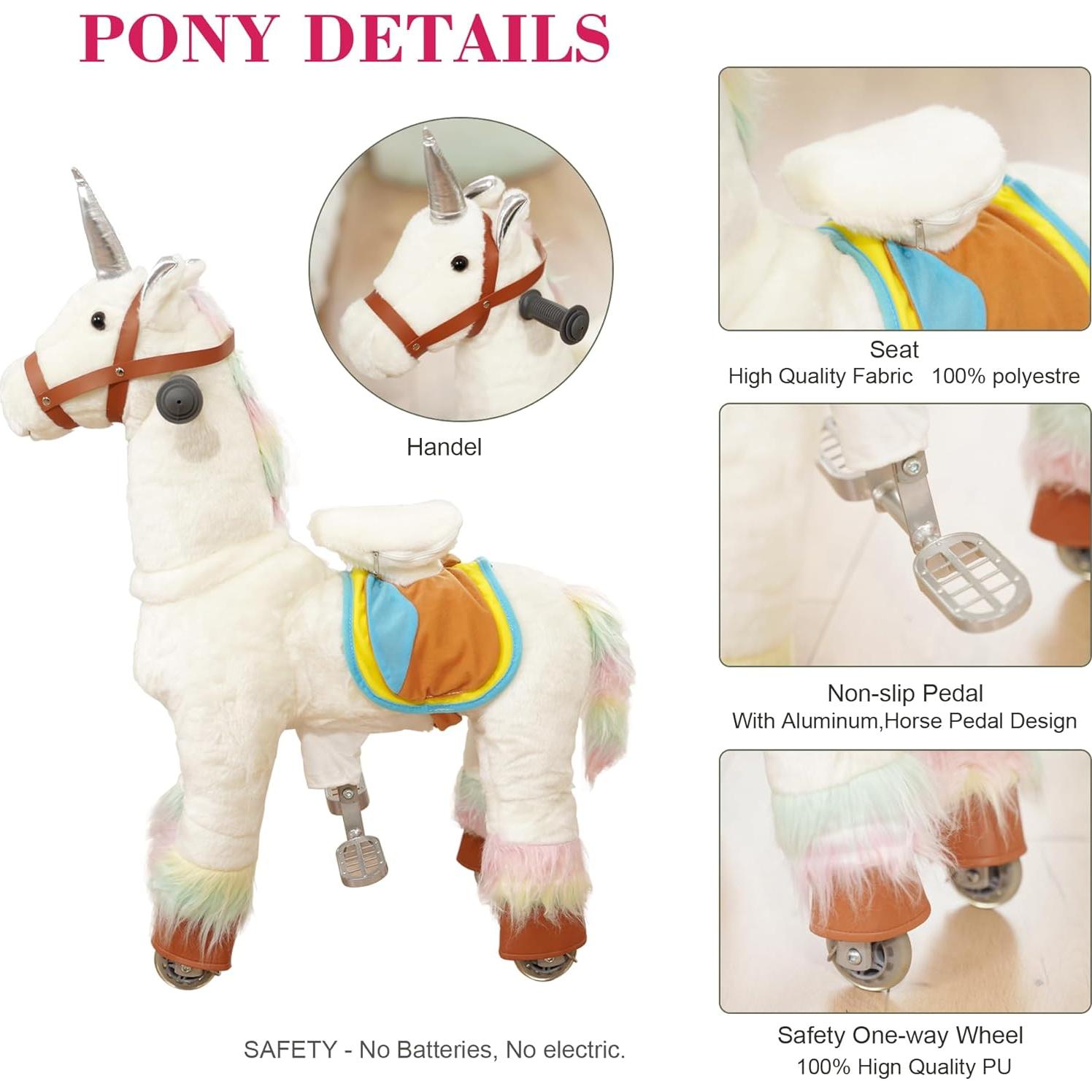 PonyFunny Unicornio de Montar para Bebés 6.31 kg 66x31x72 cm