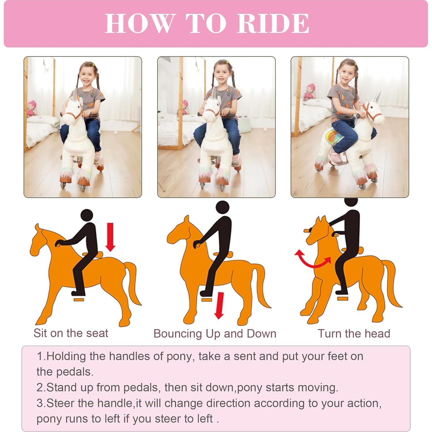 PonyFunny Unicornio de Montar para Bebés 6.31 kg 66x31x72 cm