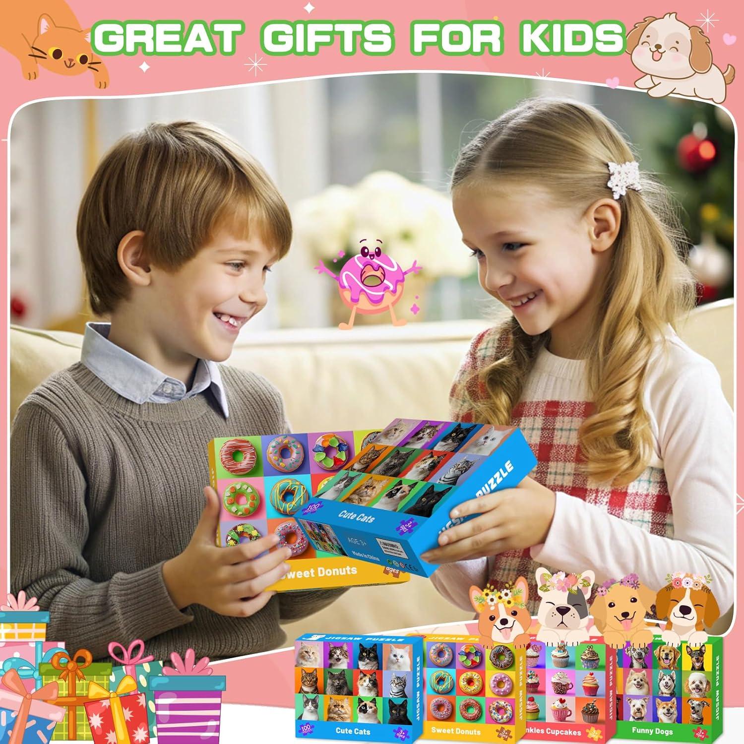 4 Rompecabezas de 100 Piezas para Niños Ciesa - Temas Divertidos