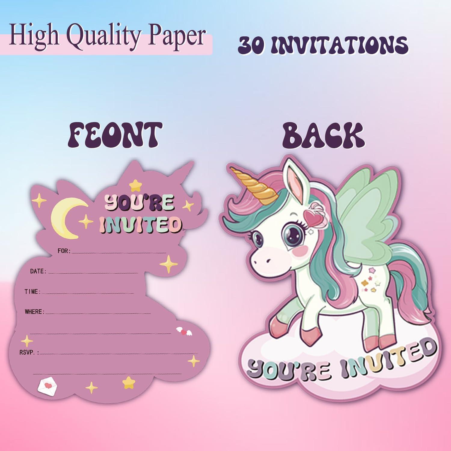 Invitaciones de Pony Arcoíris Feyerr - 30 Tarjetas con Sobres