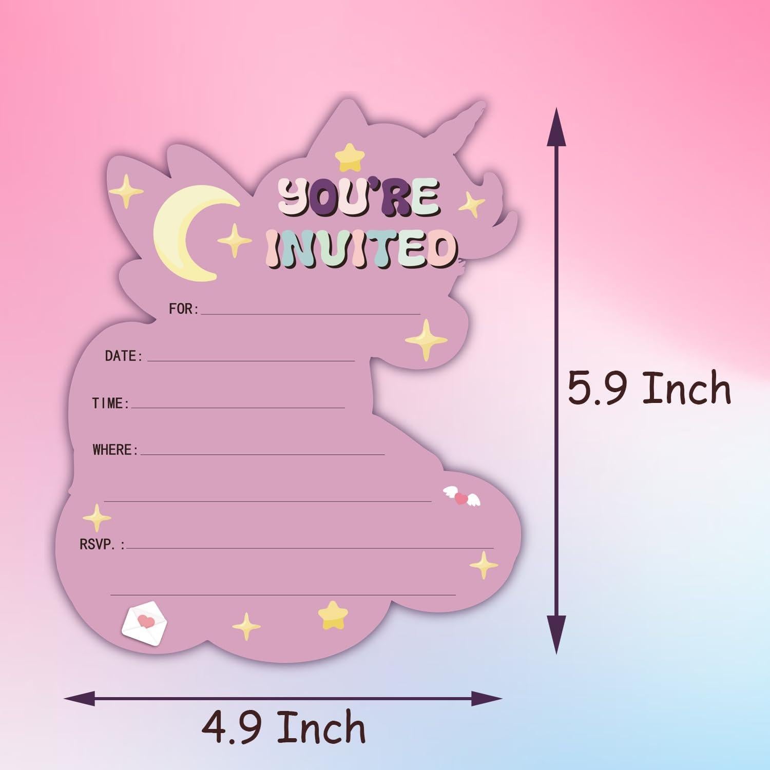 Invitaciones de Pony Arcoíris Feyerr - 30 Tarjetas con Sobres