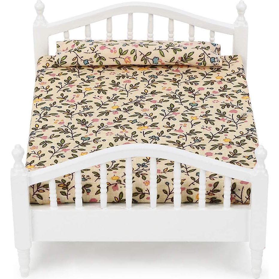 Cama de Casa de Muñecas Tnfeeon 1:12 de Madera para Niñas