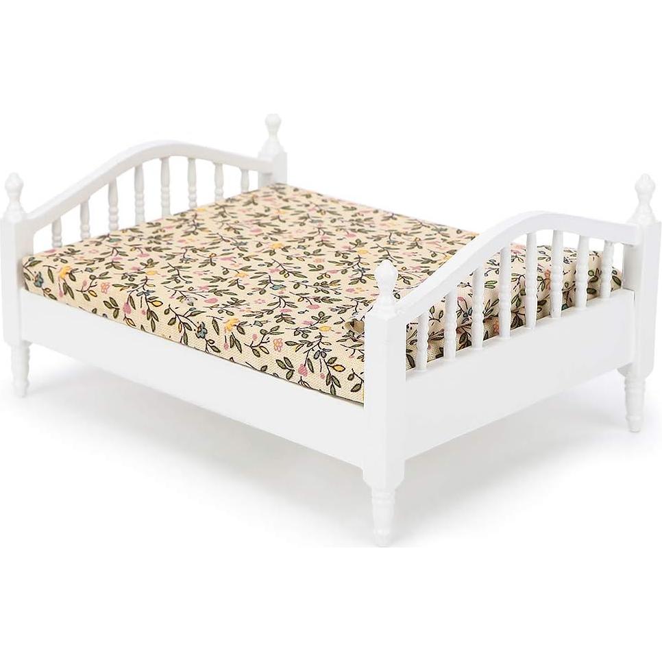 Cama de Casa de Muñecas Tnfeeon 1:12 de Madera para Niñas