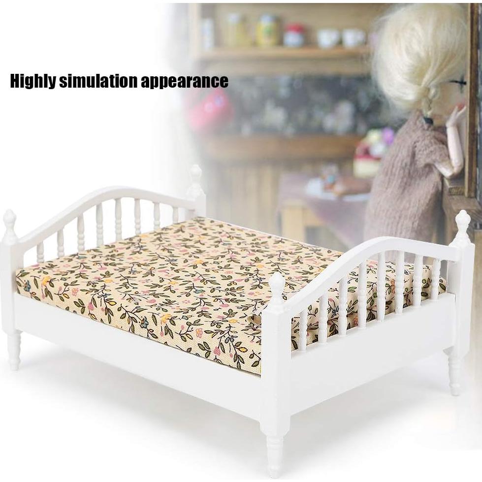 Cama de Casa de Muñecas Tnfeeon 1:12 de Madera para Niñas