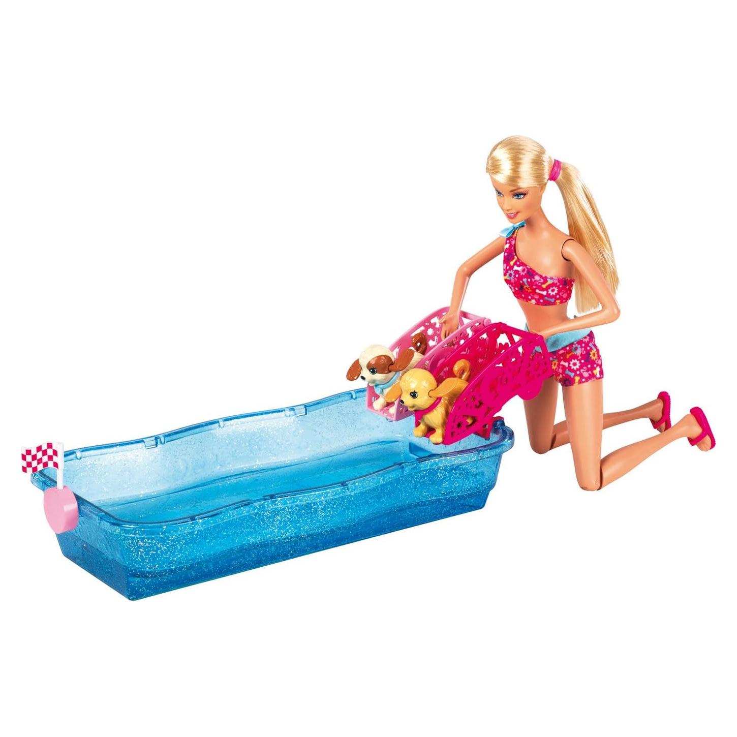 Juego de piscina y carrera de cachorros Mattel Barbie