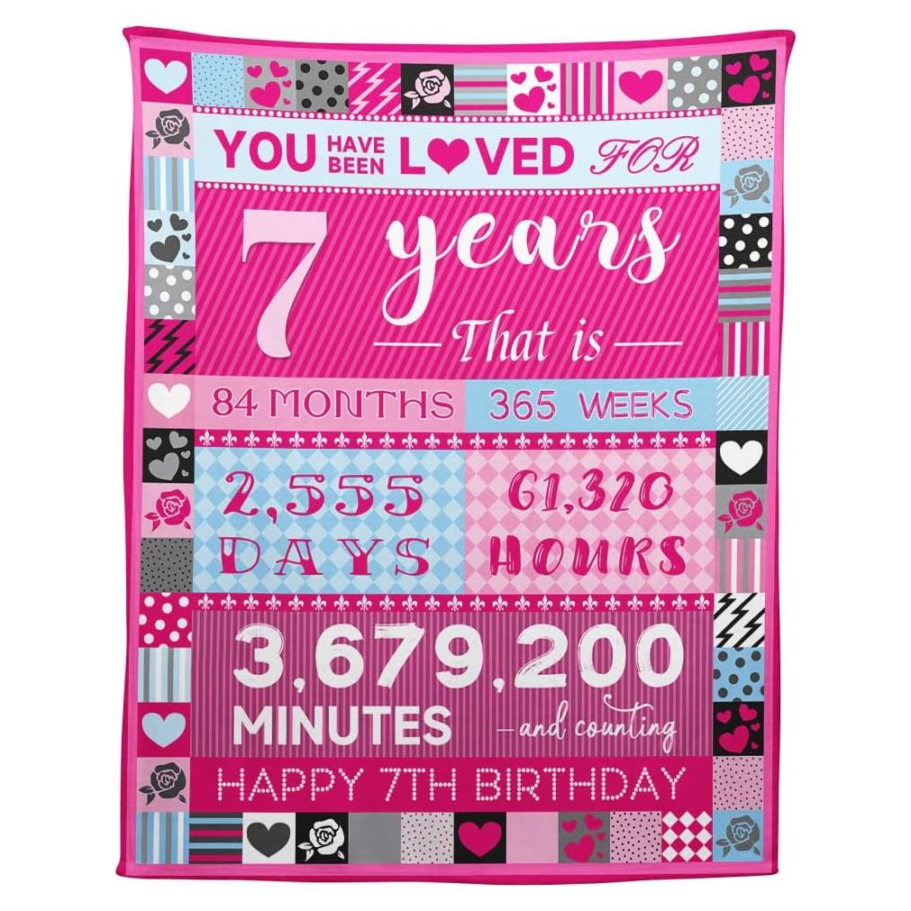 Manta de Cumpleaños YISUMEI para Niña 127x152cm Rosa