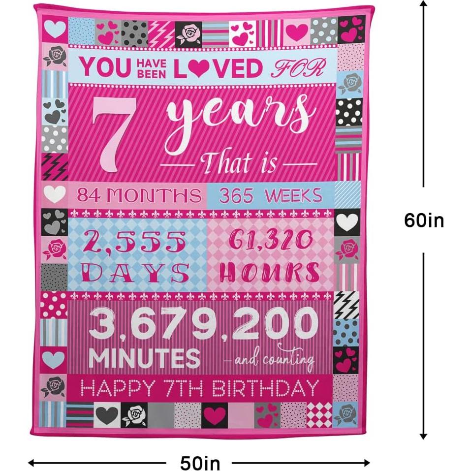 Manta de Cumpleaños YISUMEI para Niña 127x152cm Rosa