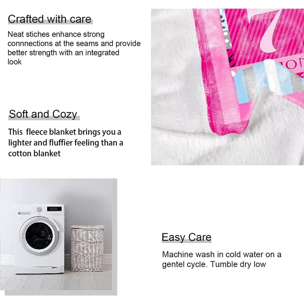 Manta de Cumpleaños YISUMEI para Niña 127x152cm Rosa