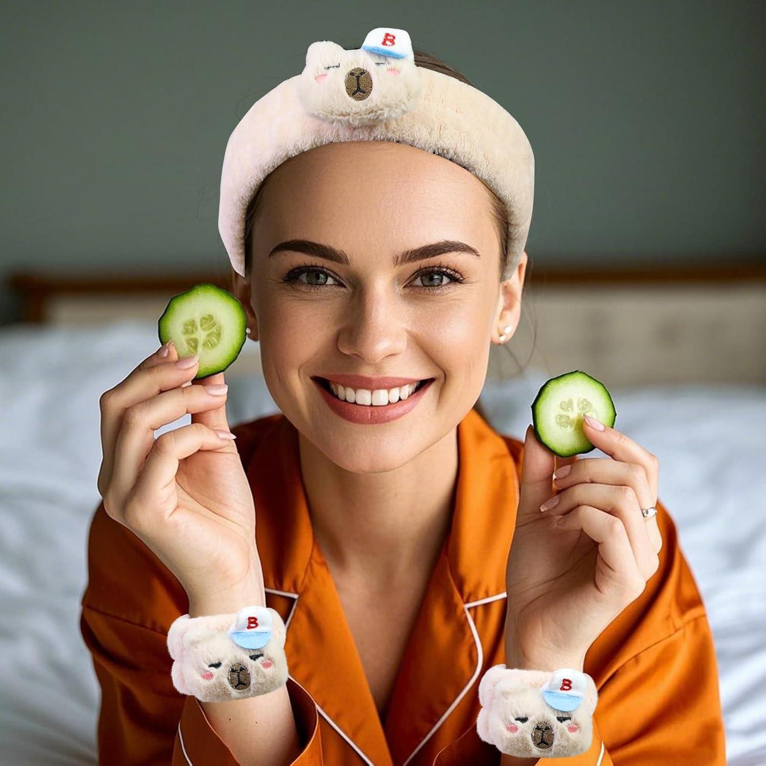 Conjunto Diadema y Pulsera Kawaii Shixinlai Beige