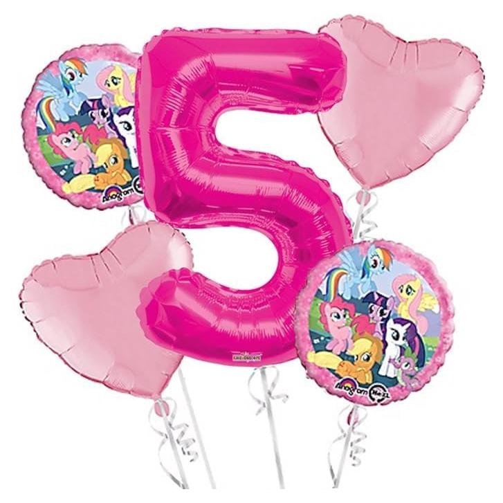 Globos My Little Pony 5 pcs para Cumpleaños 5to Aniversario