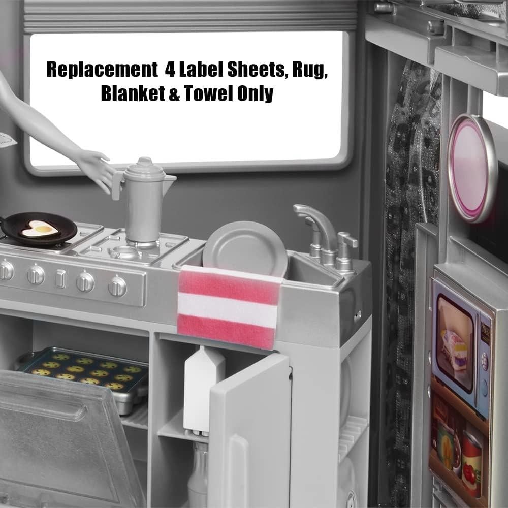 Piezas de Repuesto Barbie HCD46 - Alfombra, Manta y Etiquetas