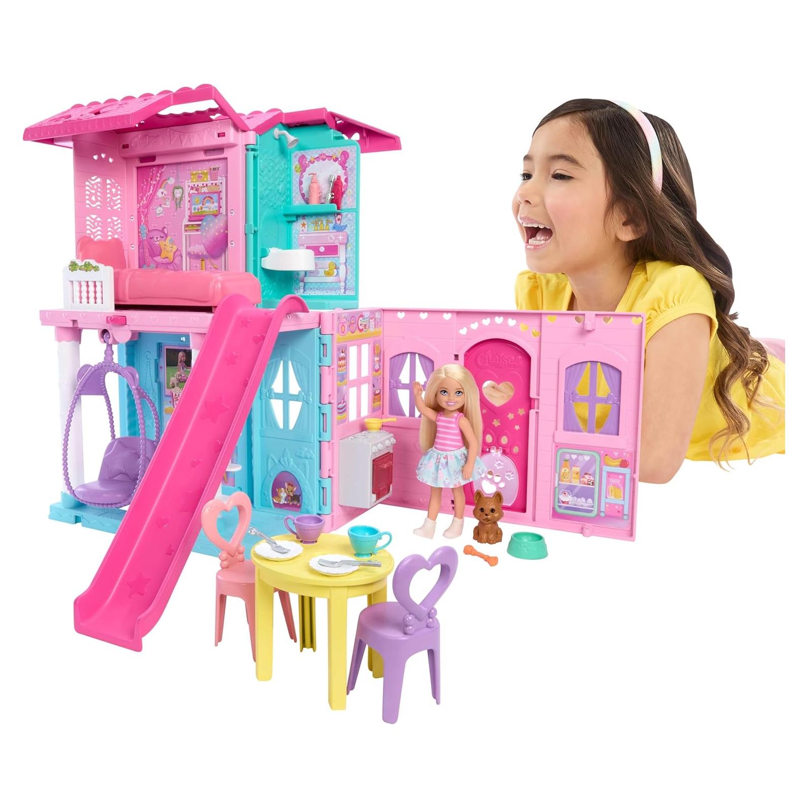 Casa de Muñecas Plegable Barbie Chelsea con 15 Accesorios