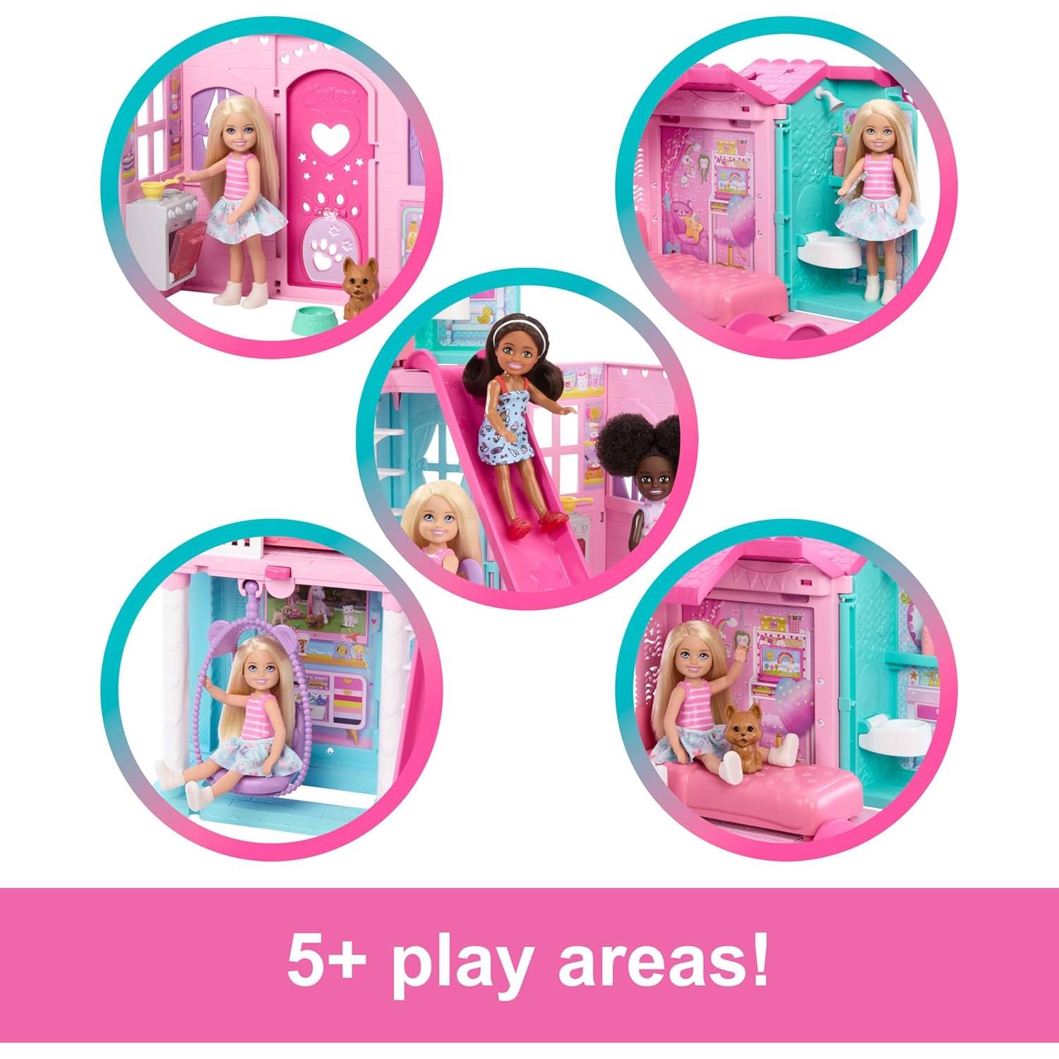 Casa de Muñecas Plegable Barbie Chelsea con 15 Accesorios