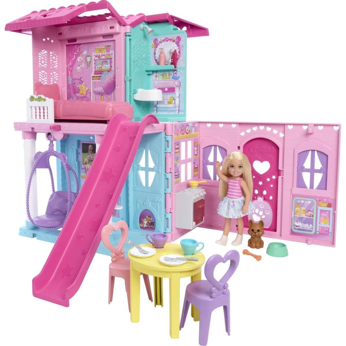 Casa de Muñecas Plegable Barbie Chelsea con 15 Accesorios