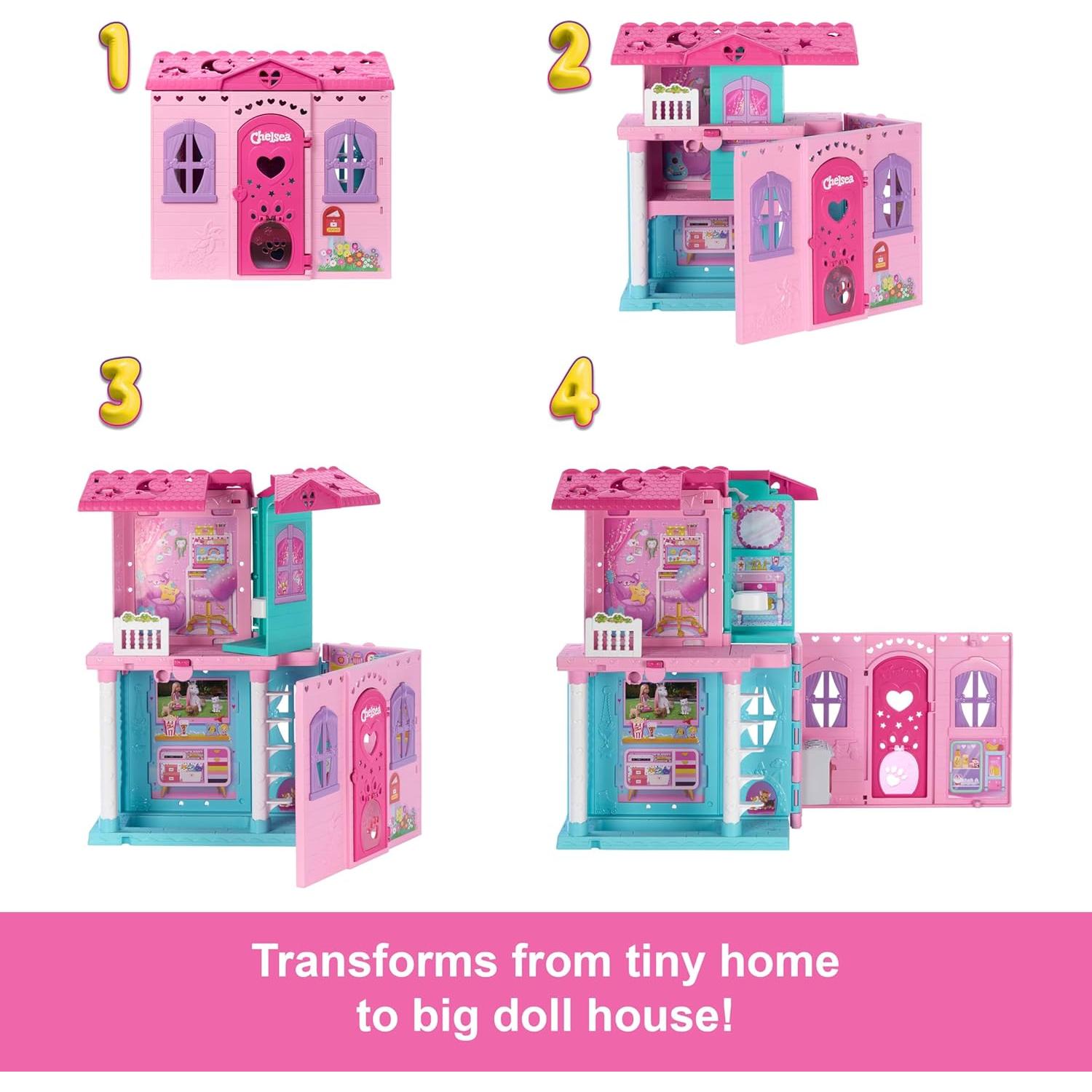 Casa de Muñecas Plegable Barbie Chelsea con 15 Accesorios