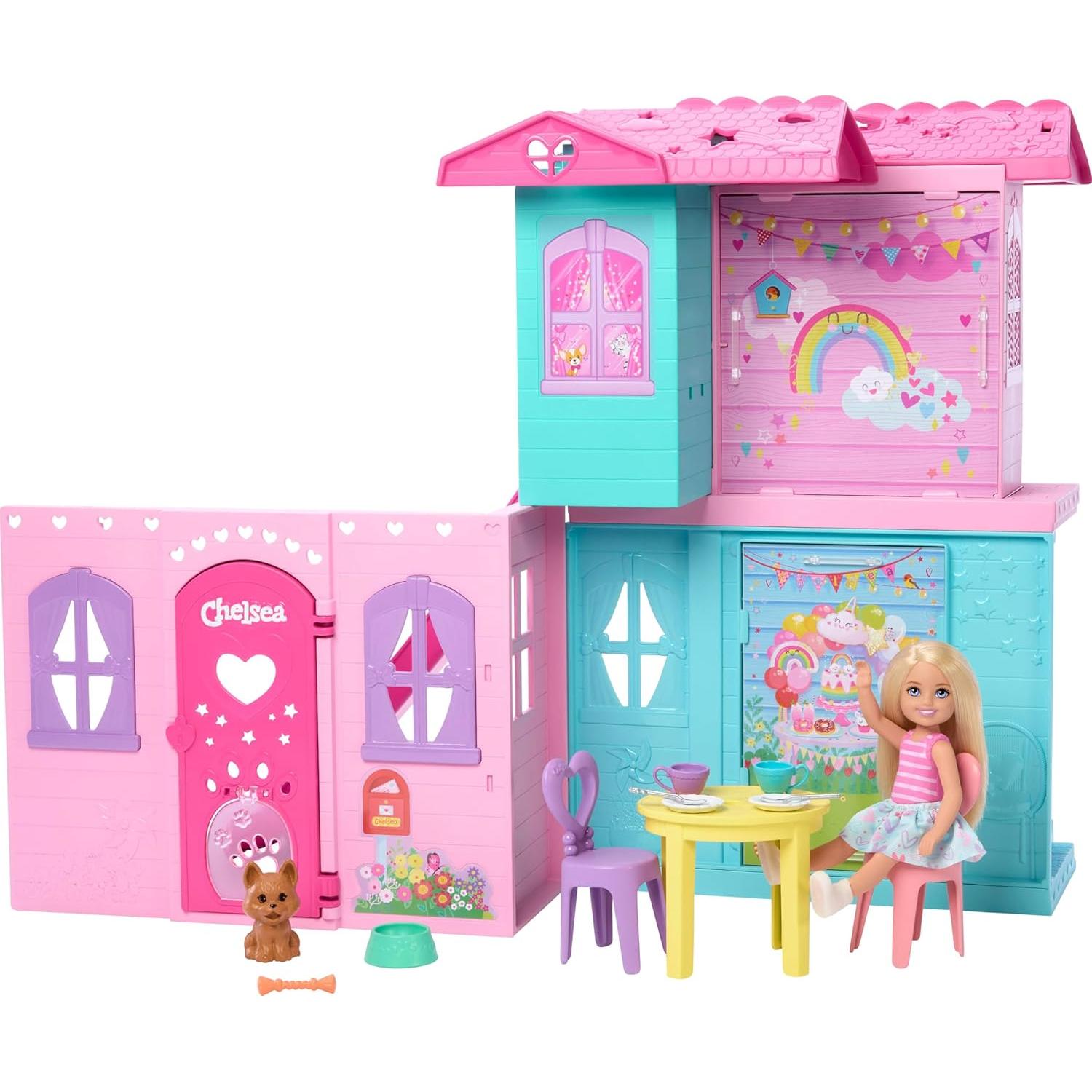 Casa de Muñecas Plegable Barbie Chelsea con 15 Accesorios