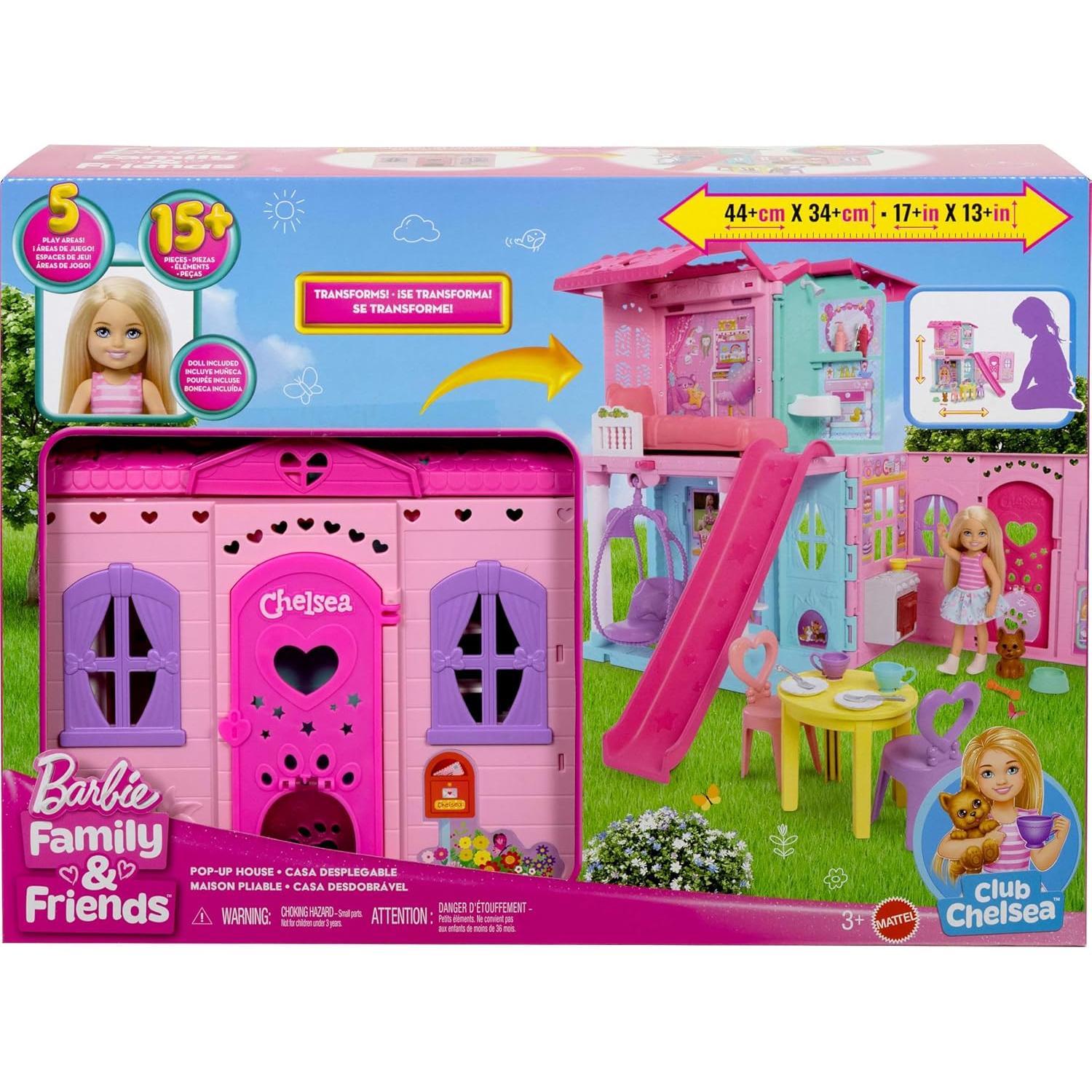 Casa de Muñecas Plegable Barbie Chelsea con 15 Accesorios