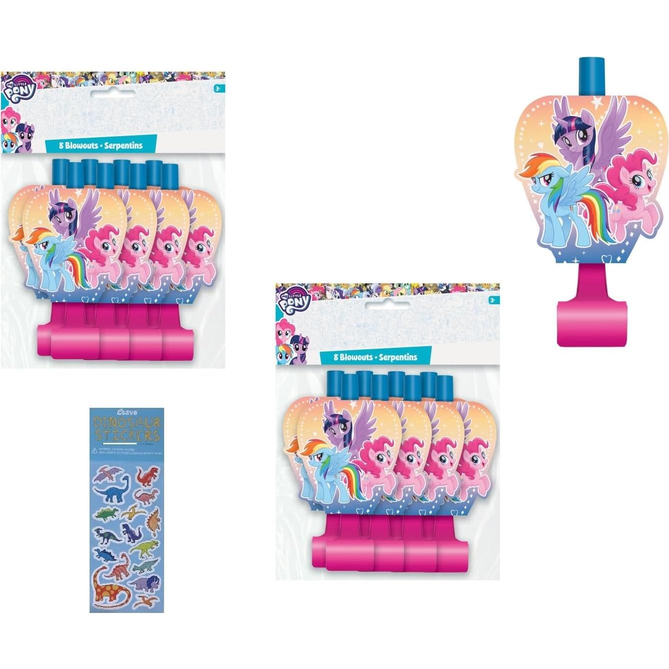 Suministros Fiesta Cumpleaños My Little Pony 16 Sopladores + Stickers