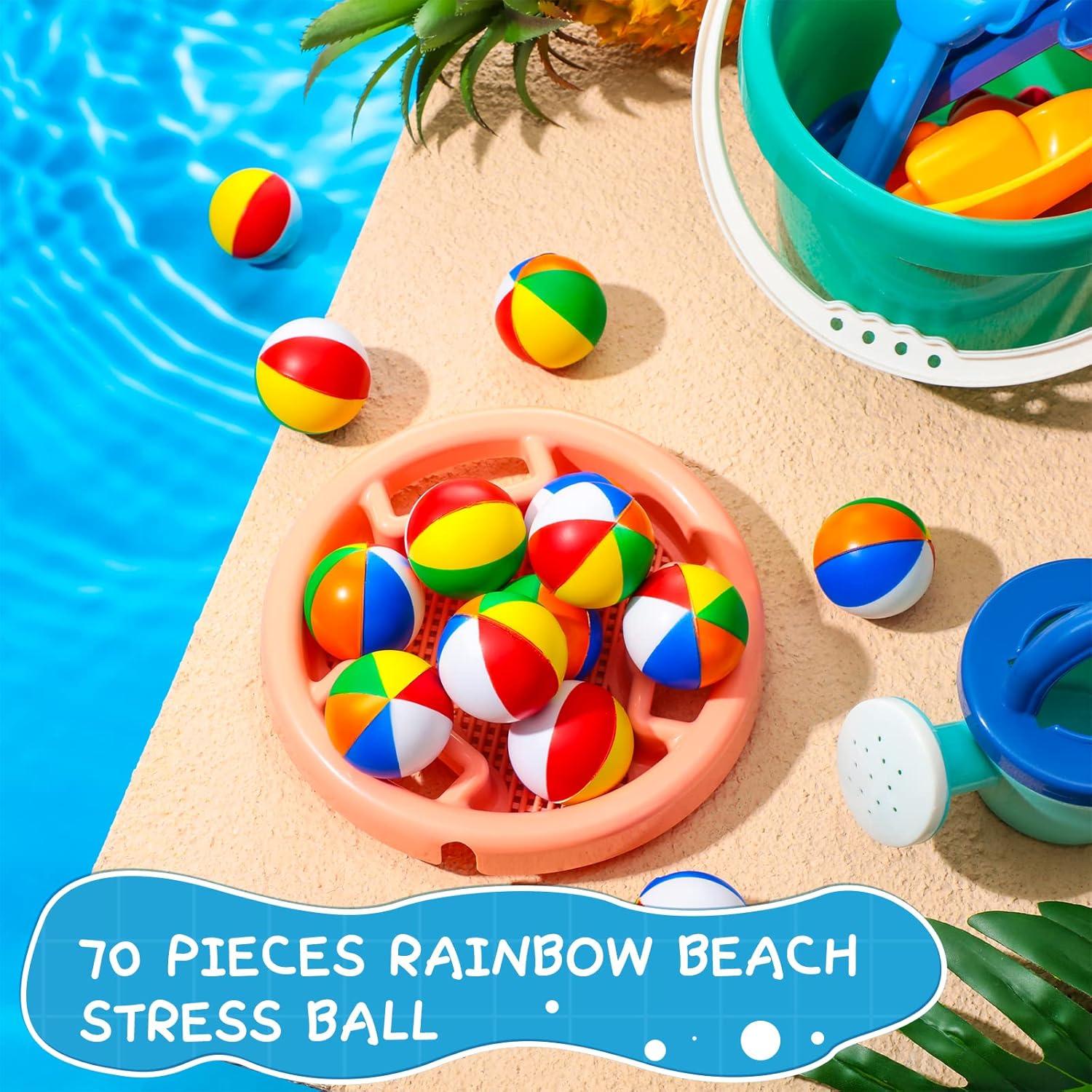 70 Mini Pelotas de Playa Arcoíris Sosation 4 cm para Fiesta