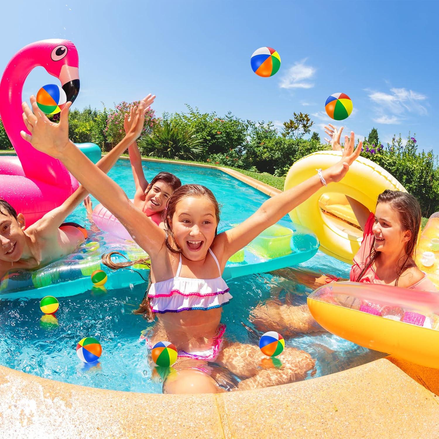 70 Mini Pelotas de Playa Arcoíris Sosation 4 cm para Fiesta