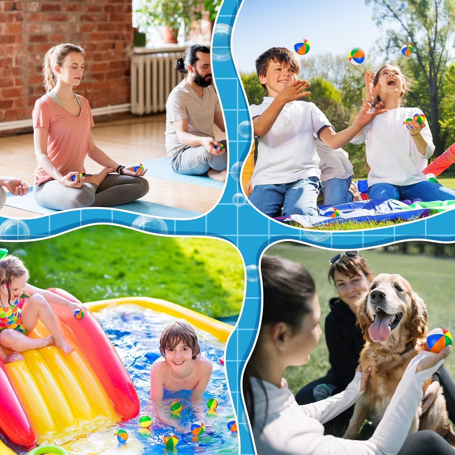 70 Mini Pelotas de Playa Arcoíris Sosation 4 cm para Fiesta