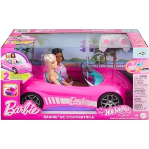 Coche Convertible RC Barbie Hot Wheels con 2 Muñecas