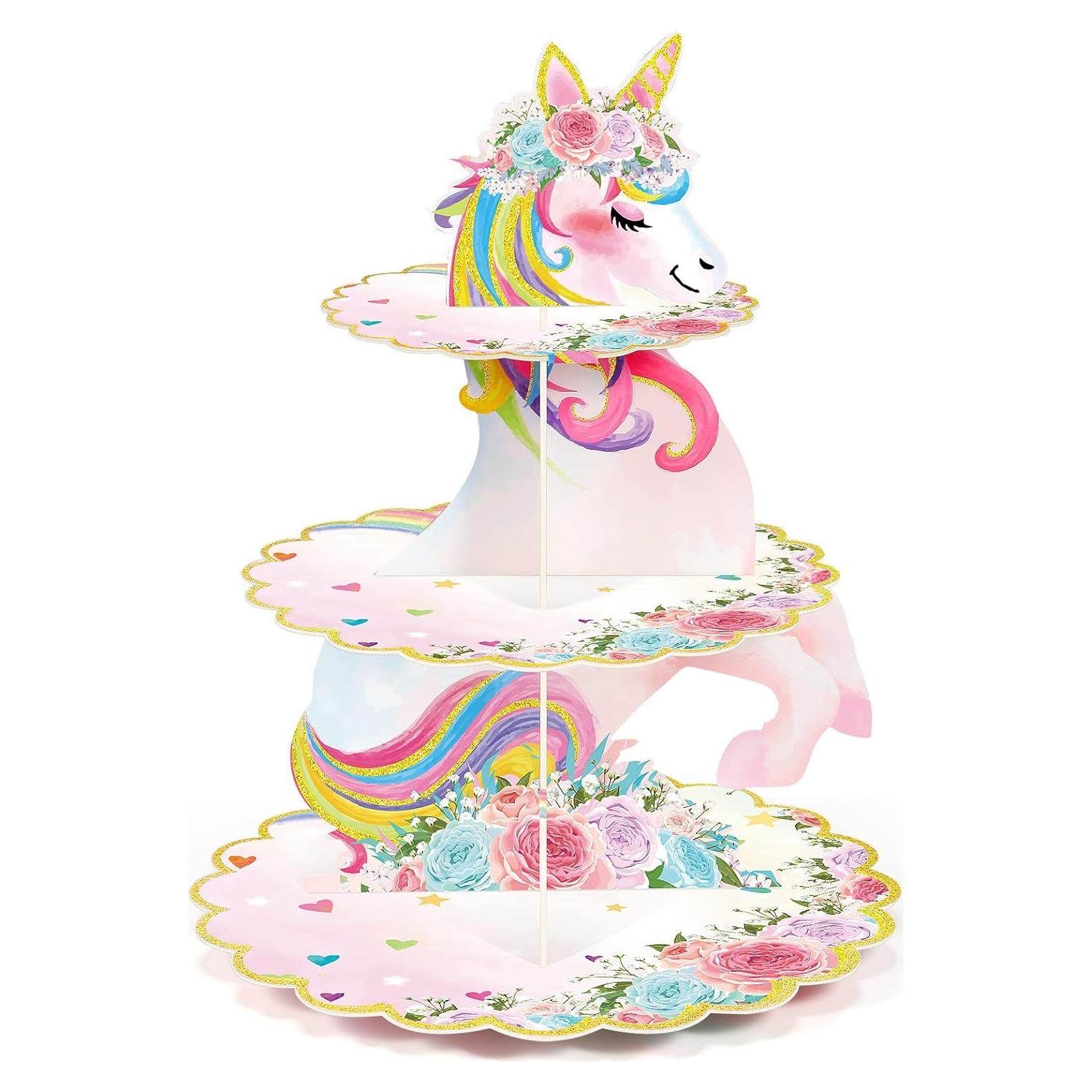 Soporte para Cupcakes Unicornio 3 Niveles Colorido 30.99 cm