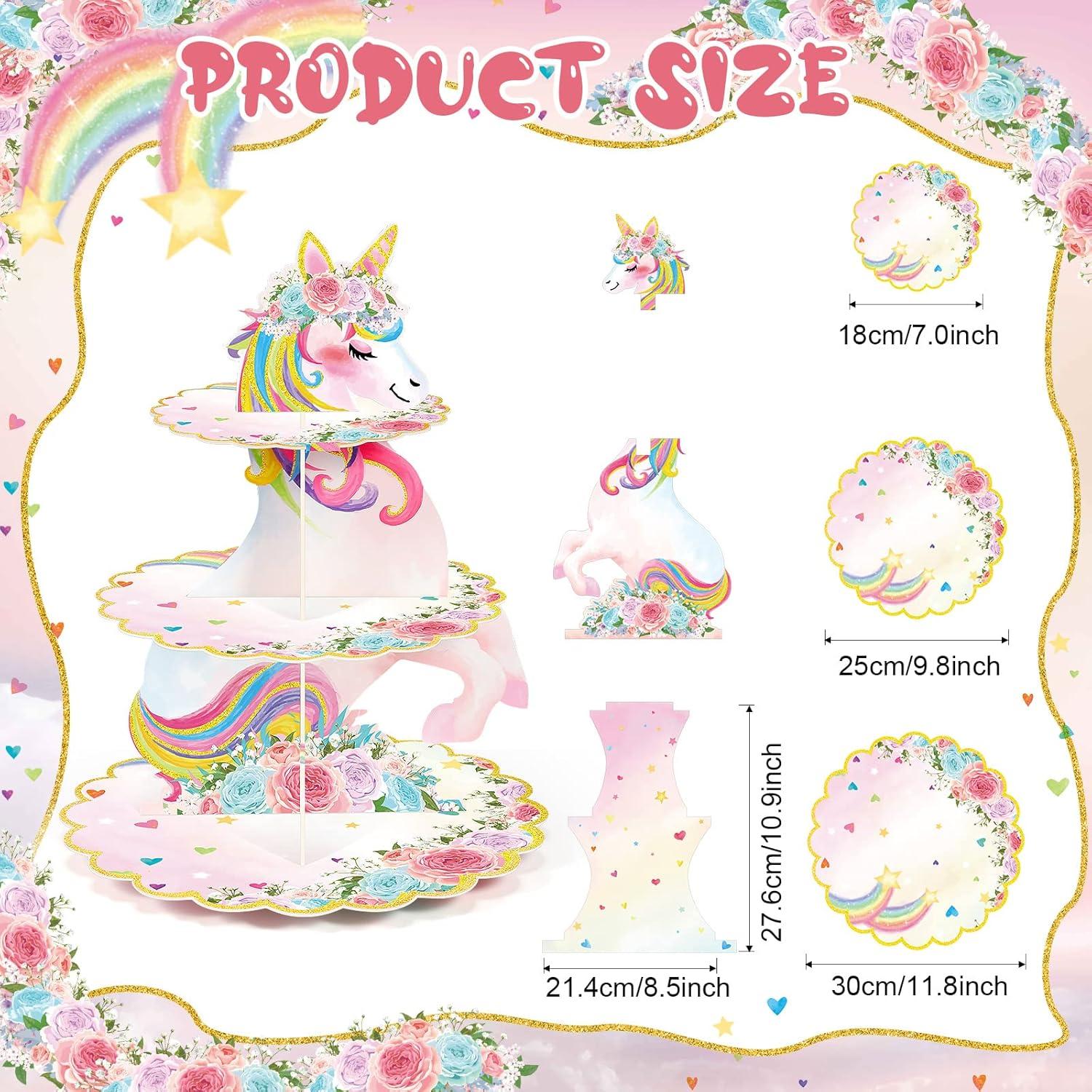 Soporte para Cupcakes Unicornio 3 Niveles Colorido 30.99 cm