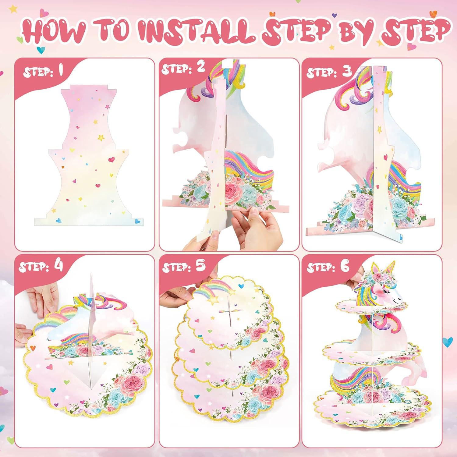 Soporte para Cupcakes Unicornio 3 Niveles Colorido 30.99 cm
