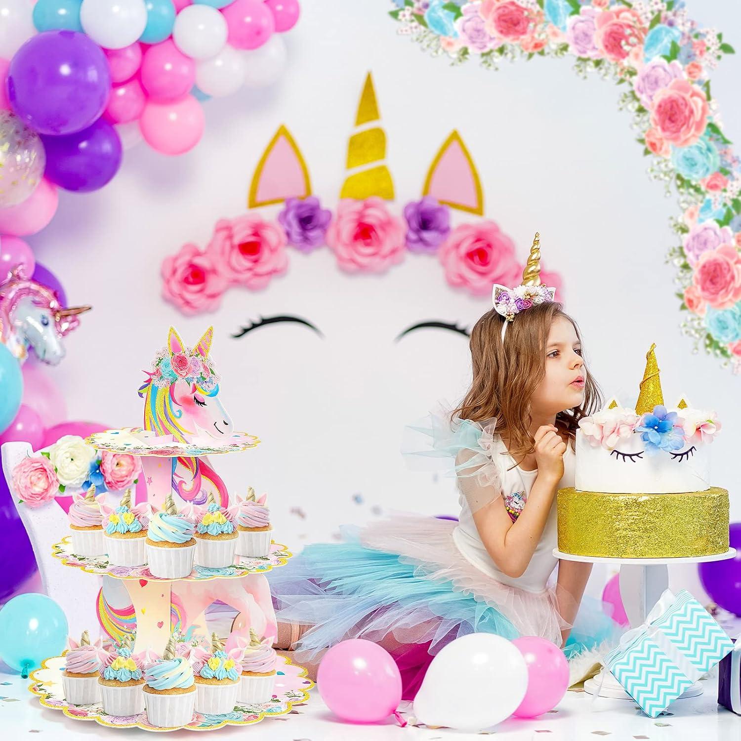 Soporte para Cupcakes Unicornio 3 Niveles Colorido 30.99 cm