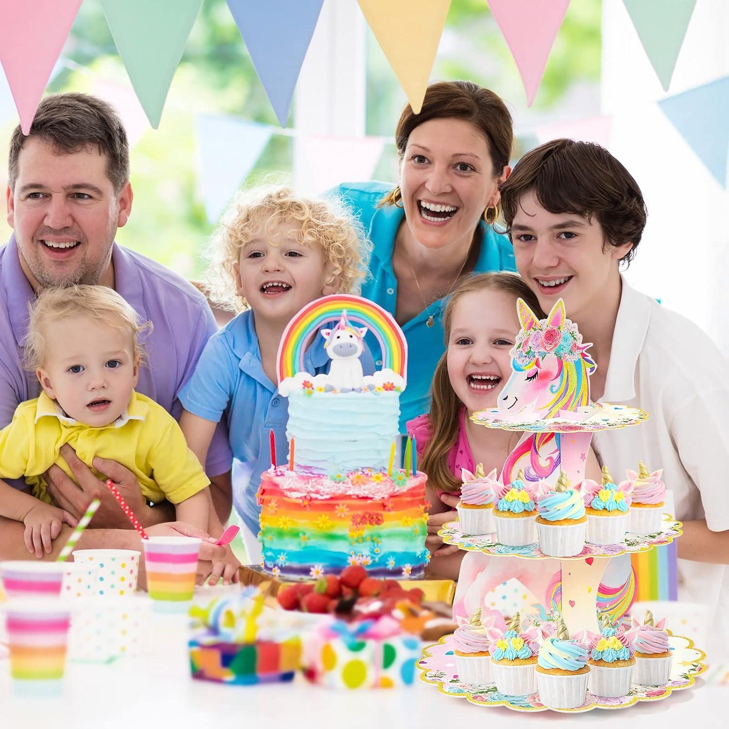 Soporte para Cupcakes Unicornio 3 Niveles Colorido 30.99 cm