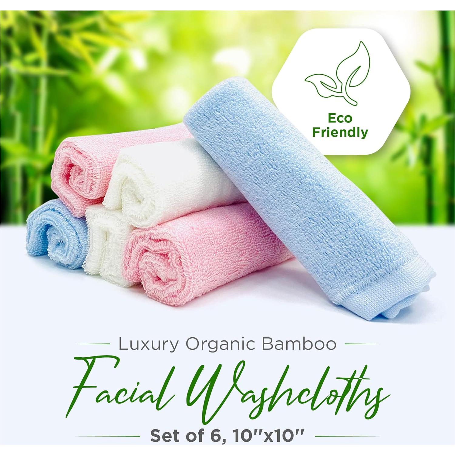 Toallitas Faciales Reutilizables Ellie Cove 100% Rayón Bambú Set 6