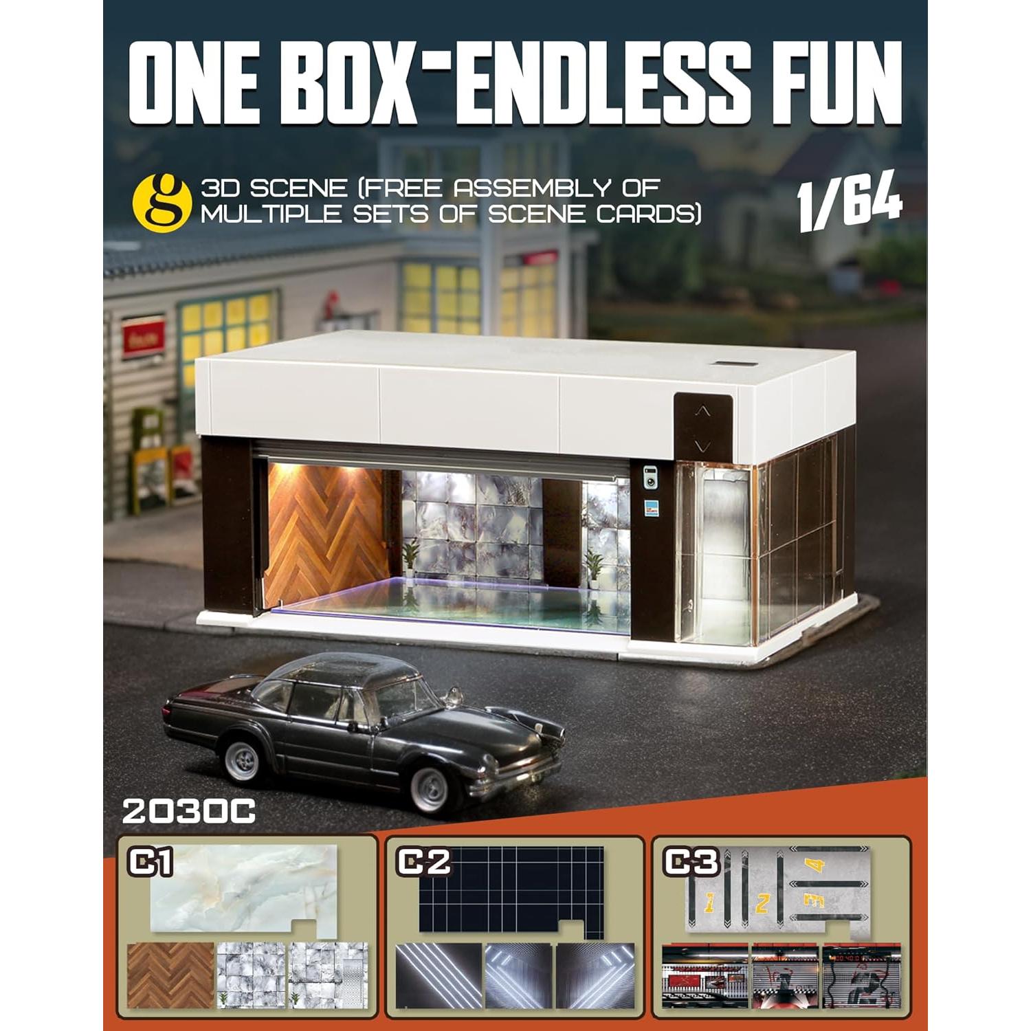 Estuche de exhibición MOCBURIKU 1:64 con luces LED y control por voz