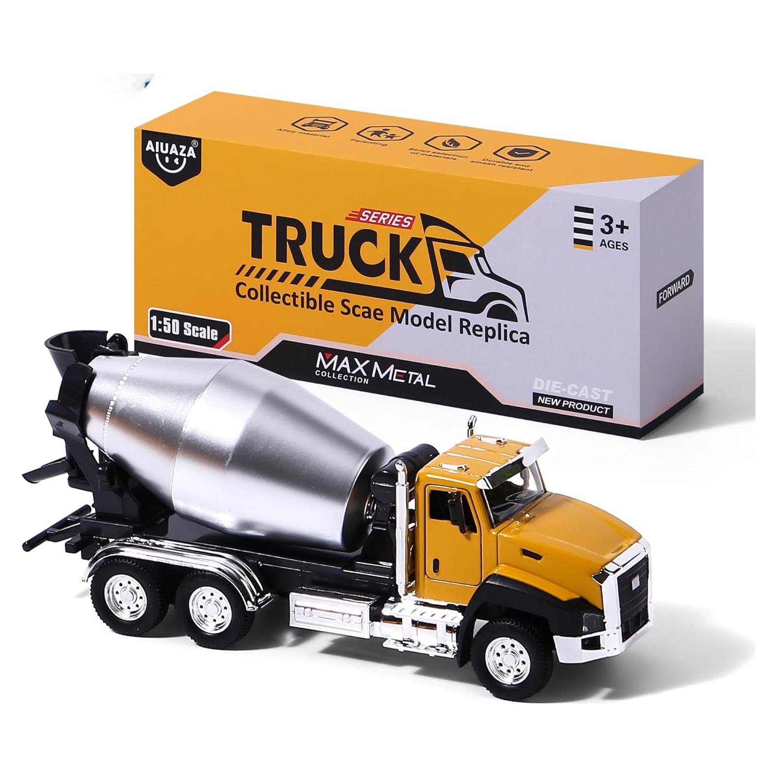 Vehículo de Construcción MING ZE 1:50 - Camión Mezclador, Excavadora y Volquete