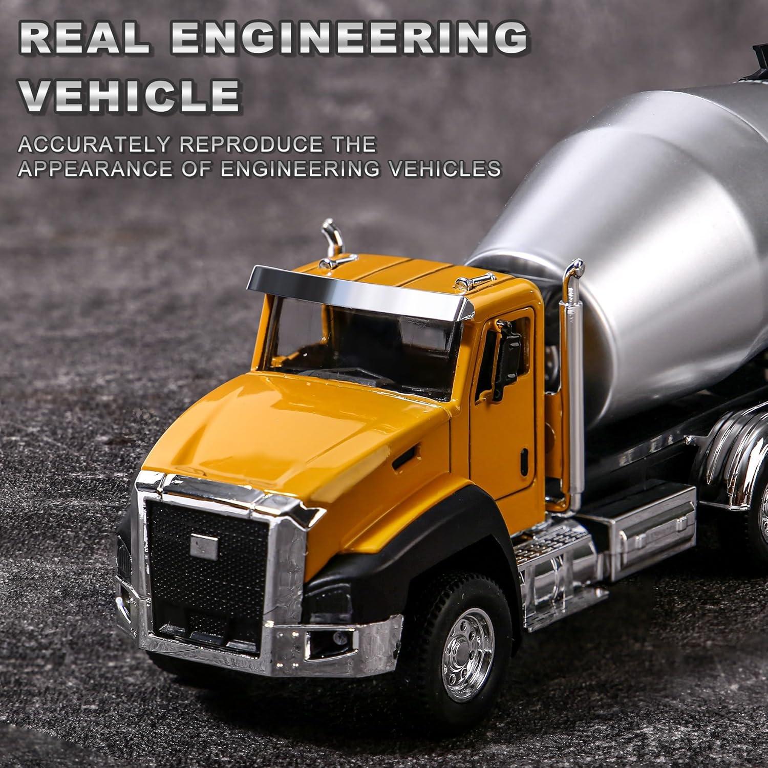 Vehículo de Construcción MING ZE 1:50 - Camión Mezclador, Excavadora y Volquete