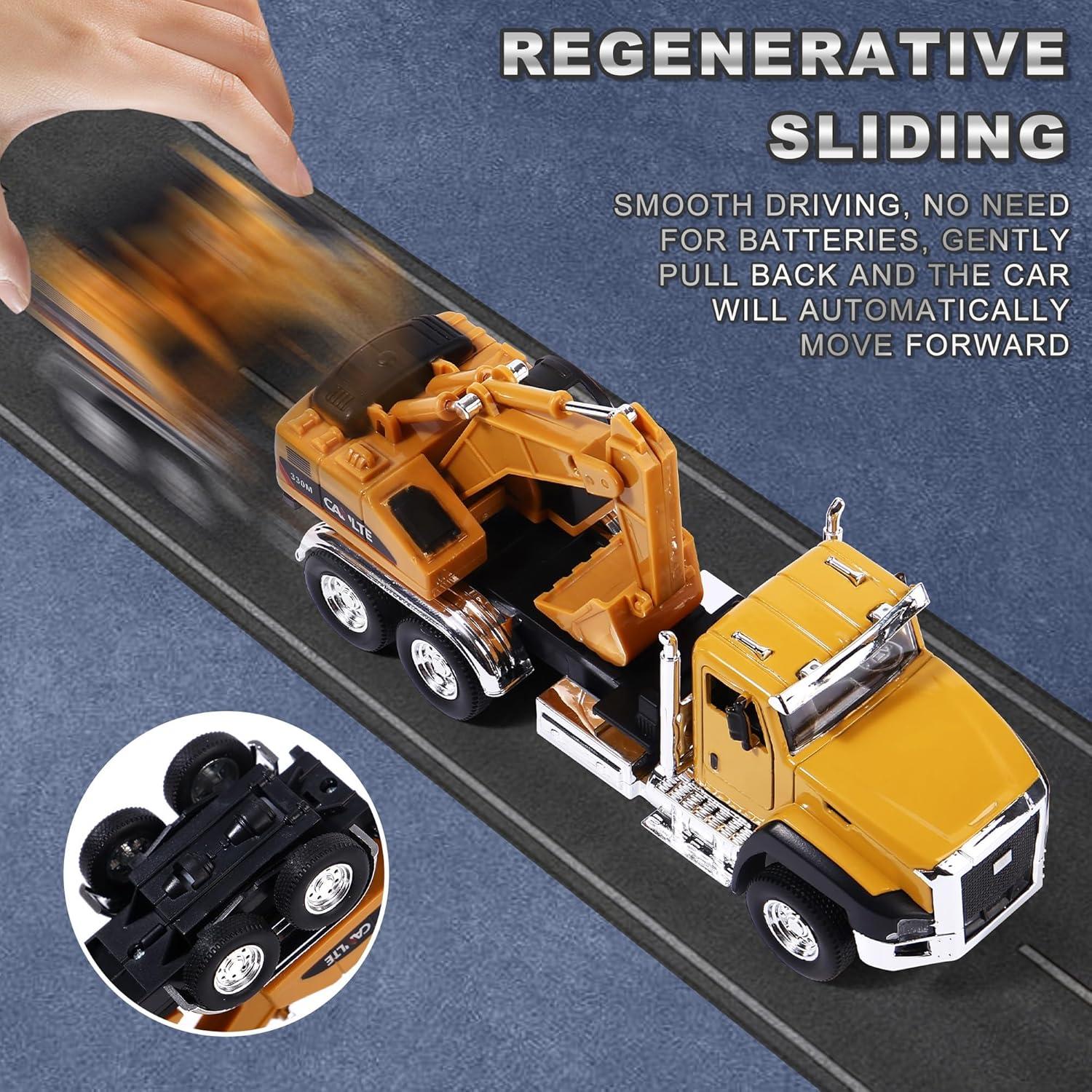 Vehículo de Construcción MING ZE 1:50 - Camión Mezclador, Excavadora y Volquete