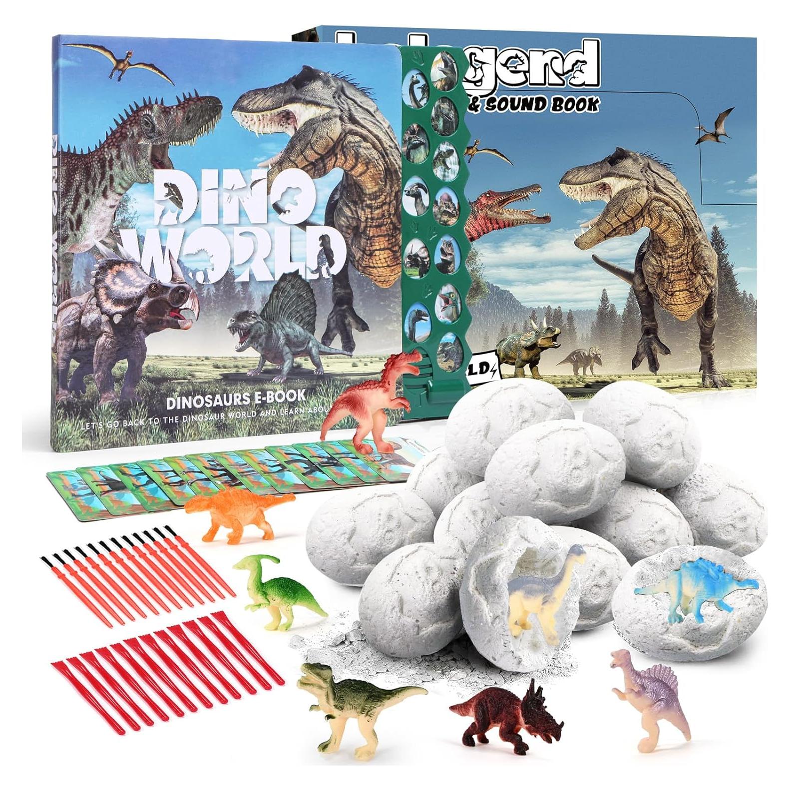 Kit de Excavación de Dinosaurios Kolegend - 12 Huevos + Libro