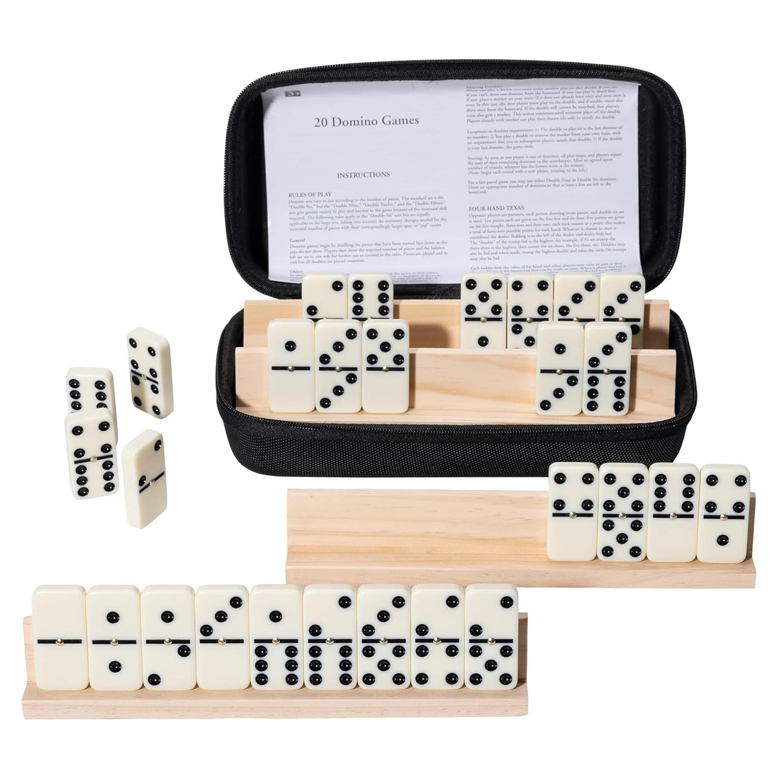 Juego de Dominó OZFRHO Doble 6 con 28 Fichas y Soportes